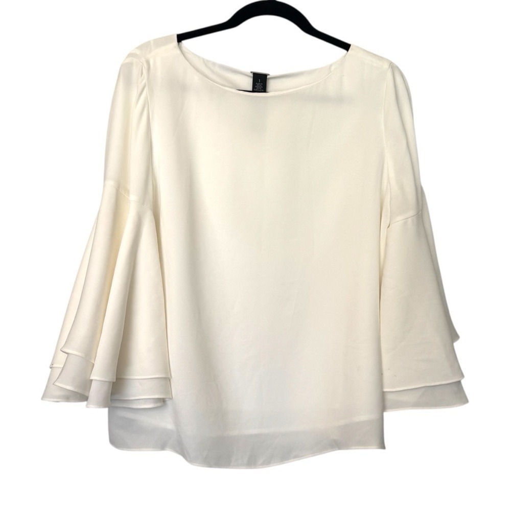 Chico's Black Label White Bell Sleeve Layered Blouse